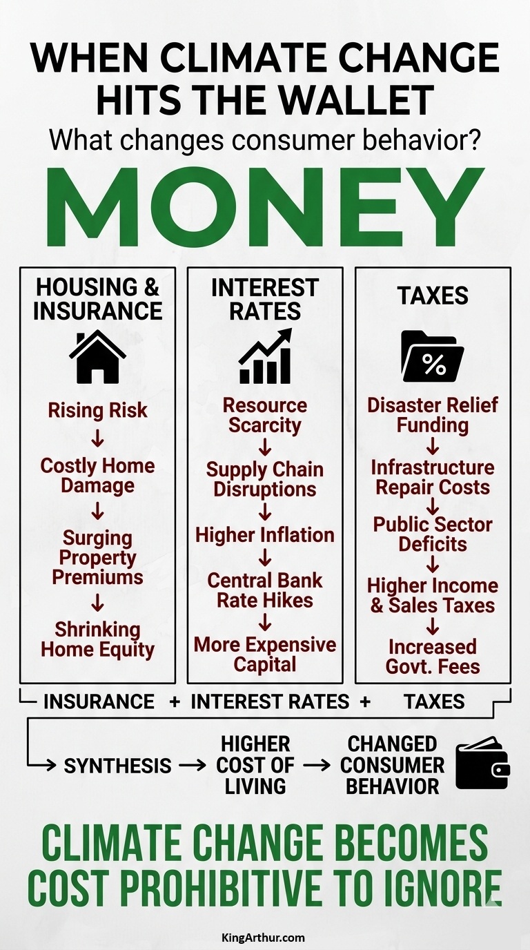 When Climate Change Hits the Wallet: Insurance, Interest Rates, and Taxes